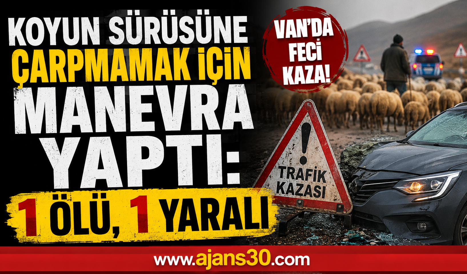 Koyun Sürüsüne Çarpmamak İçin Manevra Yaptı: 1 Ölü, 1 Yaralı