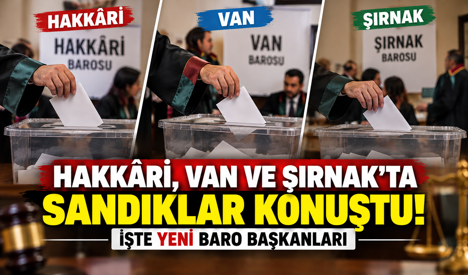 Hakkâri, Van ve Şırnak’ta Sandıklar Konuştu! İşte Yeni Baro Başkanları
