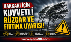 Hakkâri İçin Kuvvetli Rüzgâr ve Fırtına Uyarısı