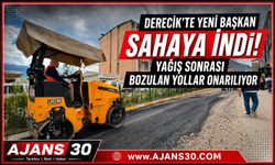 Derecik’te Yeni Başkan Sahaya İndi! Yağış Sonrası Bozulan Yollar Onarılıyor
