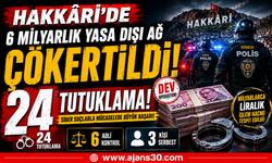 Hakkâri’de 6 Milyarlık Yasa Dışı Ağ Çökertildi: 24 Tutuklama, 6 Adli Kontrol, 3 Kişi Serbest