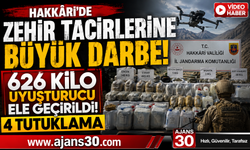 Hakkâri’de 626 Kilo Uyuşturucu Ele Geçirildi, 4 Şüpheli Tutuklandı