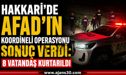 AFAD’dan Gece Operasyonu: Hakkâri’de Mahsur Kalan 8 Kişi Kurtarıldı