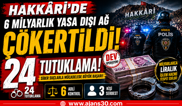 Hakkâri’de 6 Milyarlık Yasa Dışı Ağ Çökertildi: 24 Tutuklama, 6 Adli Kontrol, 3 Kişi Serbest