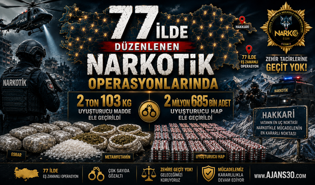 77 İlde Dev Narkotik Operasyon