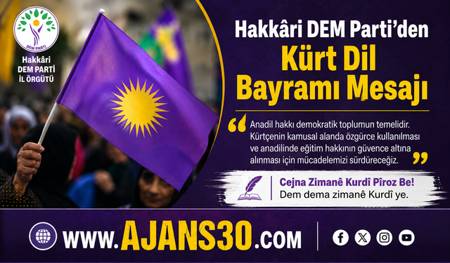 Hakkâri DEM Parti’den Kürt Dil Bayramı Mesajı