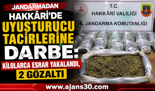 Jandarmadan Hakkâri’de Uyuşturucu Tacirlerine Darbe: Kilolarca Esrar Yakalandı, 2 Gözaltı