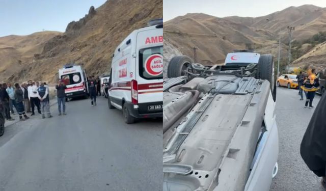 Hakkâri’de Virajı Alamayan Otomobil Minibüse Çarptı: 3 Yaralı