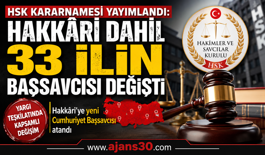HSK Kararnamesi Yayımlandı: Hakkâri Dahil 33 İlin Başsavcısı Değişti