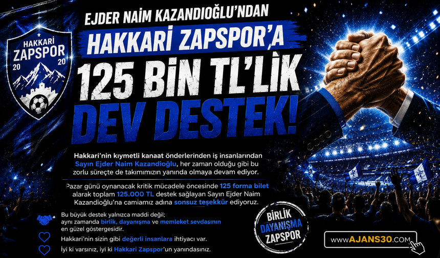 Ejder Naim Kazandıoğlu’ndan Hakkari Zapspor’a 125 Bin TL’lik Dev Destek