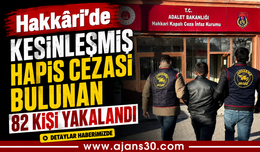 Hakkâri'de Kesinleşmiş Hapis Cezası Bulunan 82 Kişi Yakalandı